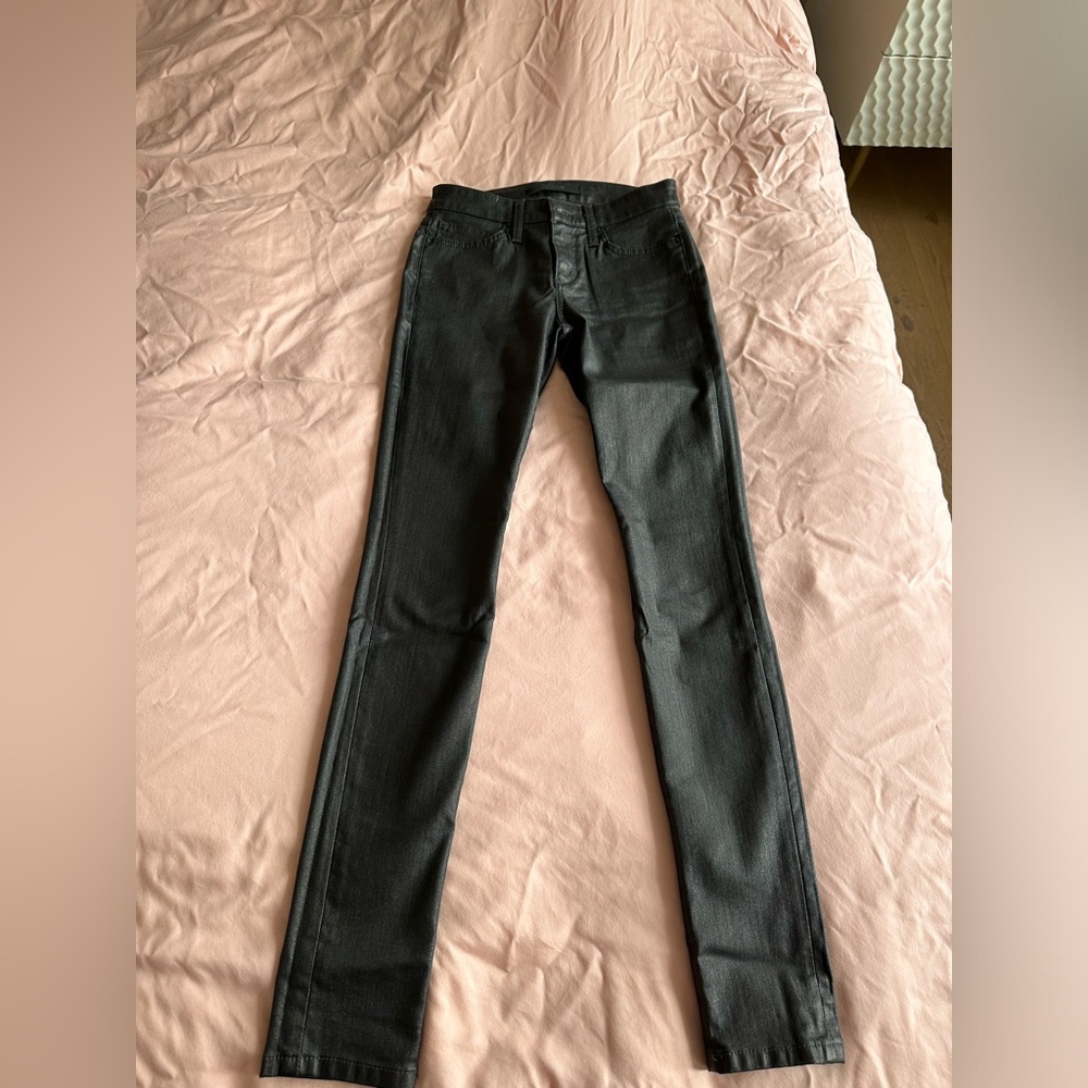 Leather look jeans